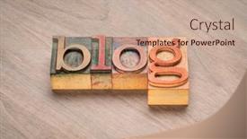  Presentation with internet communication - Slides featuring blog-word-in-vintage-letterpress background and a  colored foreground