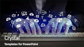  Presentation with blogger - Amazing presentation having blogger woman typing on keyboard backdrop and a  colored foreground