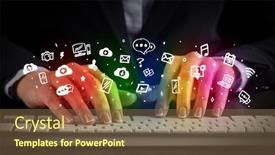  Presentation with blogger - Amazing slides having blogger-woman-typing-on-keyboard backdrop and a tawny brown colored foreground