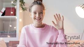  Presentation with influencer - Theme featuring blogging-concept-smiling-teen-girl background and a soft green colored foreground
