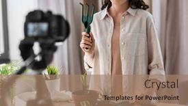  Presentation with home gardening - PPT layouts featuring blogging-gardening-and-housework-concept background and a coral colored foreground