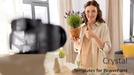  Presentation with home gardening - Presentation consisting of blogging-gardening-and-housework-concept background and a coral colored foreground