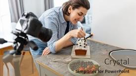  Presentation with brush - Slide deck featuring blogging-photographing-and-people-concept background and a coral colored foreground