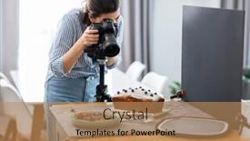  Presentation with people - Presentation design with blogging-profession-and-people-concept background and a coral colored foreground