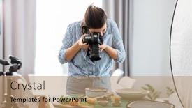  Presentation with people - Theme enhanced with blogging-profession-and-people-concept background and a coral colored foreground