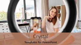  Presentation with technology - Presentation design featuring blogging-technology-and-people-concept background and a coral colored foreground