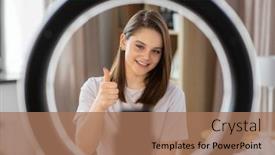  Presentation with technology - Slide set with blogging-technology-and-people-concept background and a coral colored foreground