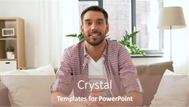  Presentation with blog - Cool new PPT theme with blogging videoblog and people concept - male blogger recording video blog at home backdrop and a coral colored foreground