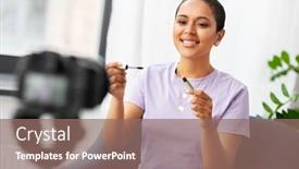  Presentation with cosmetics beauty - PPT layouts enhanced with blogging-videoblog-and-people-concept background and a coral colored foreground