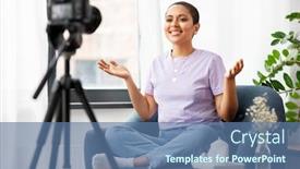  Presentation with african people - Slide set consisting of blogging-videoblog-and-people-concept background and a ocean colored foreground