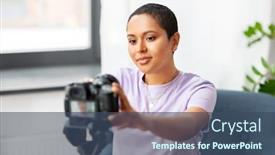  Presentation with african people - Beautiful presentation theme featuring blogging-videoblog-and-people-concept backdrop and a ocean colored foreground