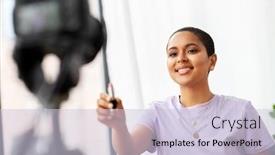  Presentation with cosmetics beauty - Audience pleasing presentation theme consisting of blogging-videoblog-and-people-concept backdrop and a lemonade colored foreground