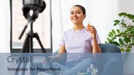  Presentation with african beauty - Cool new slide set with blogging-videoblog-and-people-concept backdrop and a seafoam green colored foreground