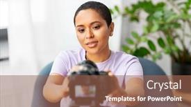  Presentation with african people - Beautiful presentation theme featuring blogging-videoblog-and-people-concept backdrop and a violet colored foreground