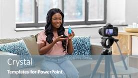  Presentation with cosmetics beauty - Slide set consisting of blogging-videoblog-and-people-concept background and a seafoam green colored foreground