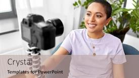  Presentation with african people - Colorful slide deck enhanced with blogging-videoblog-and-people-concept backdrop and a coral colored foreground