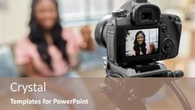  Presentation with african people - Presentation theme having blogging-videoblog-and-people-concept background and a coral colored foreground