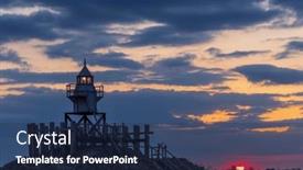  Presentation with lighthouse - PPT theme with blokzijl-lighthouse-flevoland-the-netherlands background and a navy blue colored foreground