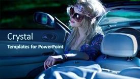  Presentation with beauty - Slide set featuring blond beauty wearing sunglasses background and a ocean colored foreground