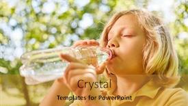  Presentation with summer drinking water - Amazing presentation theme having blond-boy-is-drinking-thirstily backdrop and a gold colored foreground
