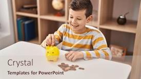  Presentation with bank - Slide deck with blond-child-inserting-coin background and a lemonade colored foreground