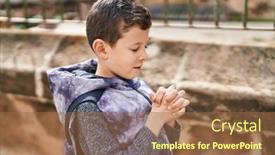  Presentation with confident - Slides consisting of blond-child-smiling-confident-praying background and a coral colored foreground