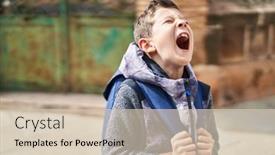  Presentation with street - Presentation theme consisting of blond-child-student-screaming background and a  colored foreground