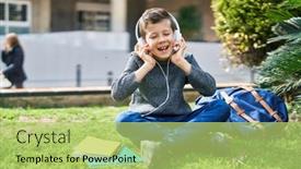  Presentation with confident - PPT layouts enhanced with blond-child-student-smiling-confident background and a yellow colored foreground