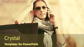  Presentation with car business - Amazing slides having blond fashion business woman talking on cell phone next to car stylish female model in sunglasses outdoor backdrop and a tawny brown colored foreground