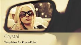  Presentation with rear view mirror - Beautiful presentation featuring blond-fashion-woman-in-sunglasses backdrop and a blonde colored foreground