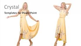  Presentation with flower - Presentation design having blond-girl-in-charming-dress background and a white colored foreground
