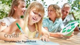  Presentation with recycle - Presentation theme with blond-girl-is-painting background and a lemonade colored foreground