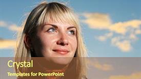  Presentation with blue sky - Colorful PPT layouts enhanced with blond girl over blue sky backdrop and a  colored foreground