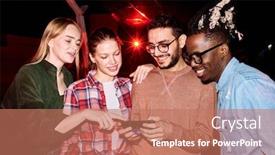  Presentation with shots - Amazing slide deck having blond-girl-pointing-at-photo backdrop and a coral colored foreground