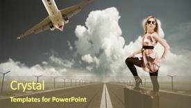  Presentation with girl design - Slide deck with blond girl posing on runway background and a coral colored foreground