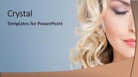  Presentation with curly hair - Beautiful slides featuring blond girl with curly hair backdrop and a light blue colored foreground