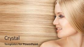  Presentation with long hair - Presentation theme with blond hair beautiful woman background and a coral colored foreground