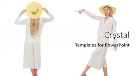  Presentation with elegant - Presentation design consisting of blond-hair-model-in-elegant background and a white colored foreground