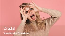  Presentation with tongue - Amazing slide set having blond hair sticking out tongue backdrop and a coral colored foreground