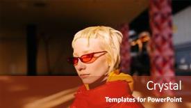  Presentation with yellow - Slides enhanced with blond-lesbian-woman-in-yellow background and a tawny brown colored foreground