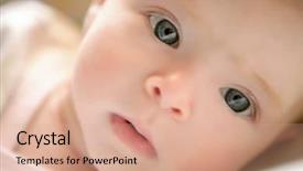  Presentation with baby ultrasound and stetoscope - PPT layouts enhanced with blond little baby laying background and a coral colored foreground