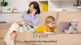  Presentation with cartoons - Cool new slides with blond-little-boy-lying backdrop and a coral colored foreground