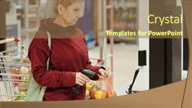  Presentation with price - Slides having blond-mature-female-consumer background and a coral colored foreground