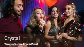  Presentation with night club - PPT layouts enhanced with blond-pretty-girl-blowing-soap background and a tawny brown colored foreground