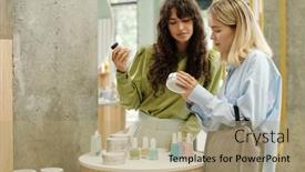  Presentation with pretty girl - Presentation with blond-pretty-girl-showing-body background and a coral colored foreground