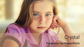  Presentation with sad girl dark - Audience pleasing presentation theme consisting of blond relaxed sad kid girl backdrop and a  colored foreground