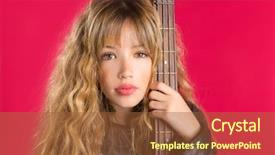  Presentation with bass guitar - PPT theme consisting of blond rock and roll girl background and a tawny brown colored foreground