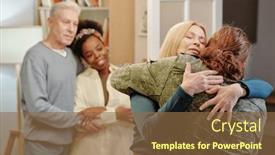  Presentation with military camera - Theme featuring blond-senior-woman-embracing background and a tawny brown colored foreground