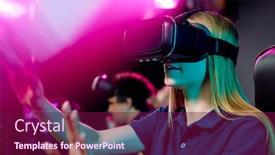  Presentation with teenage girl - Amazing slide set having blond-teenage-girl-in-vr backdrop and a violet colored foreground