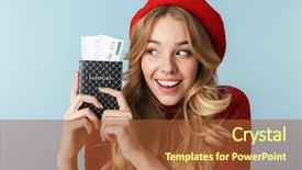  Presentation with passport travel - Colorful theme enhanced with holding passport and travel ticket backdrop and a red colored foreground